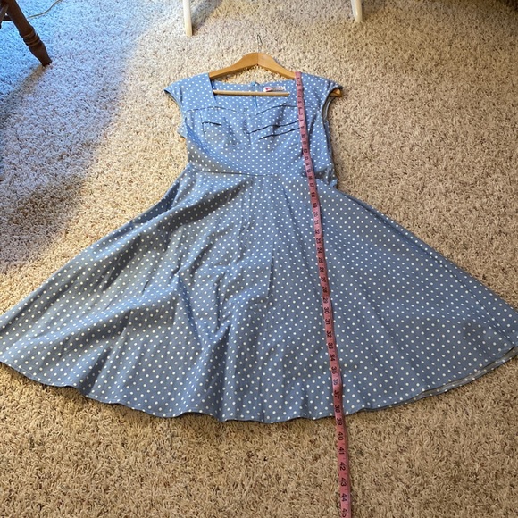 Blue and white polkadot chambray dress - Picture 2 of 6